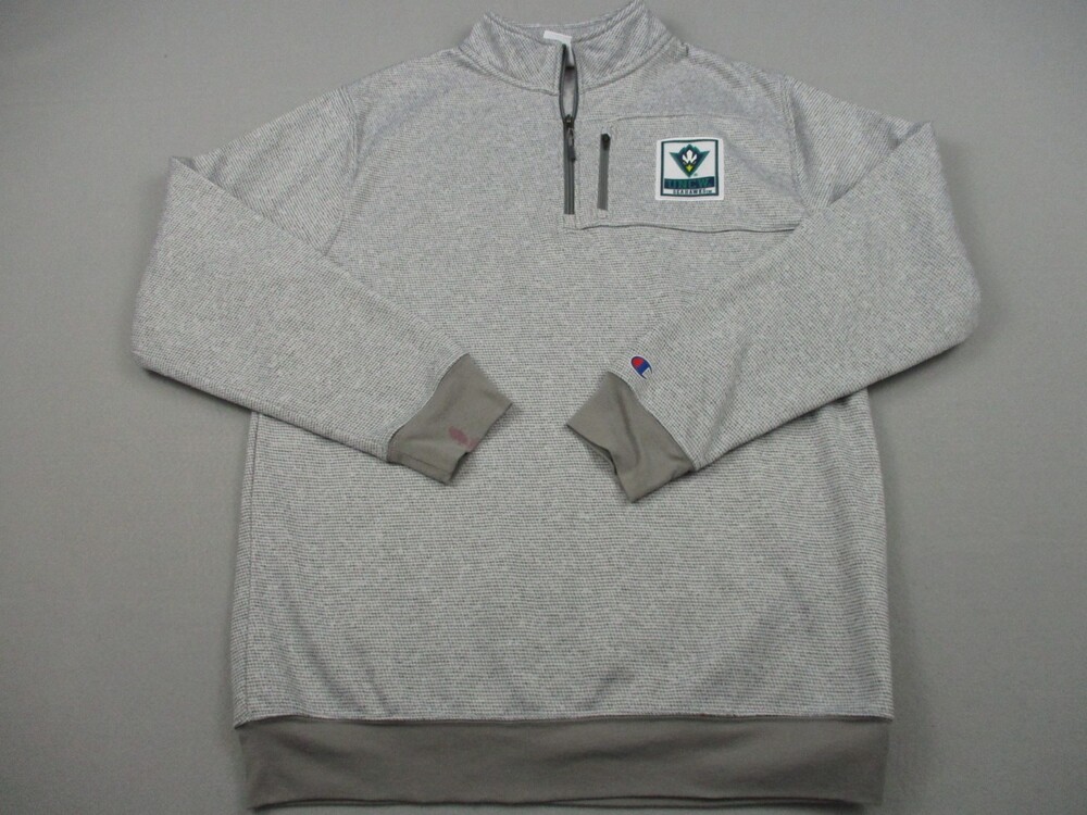 UNC Wilmington Sweater Men Medium Gray Champion 1/4 Zip Pullover NCAA M *